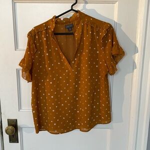 Point Sur/J. Crew Women's Mustard Polka Dot Top Size M